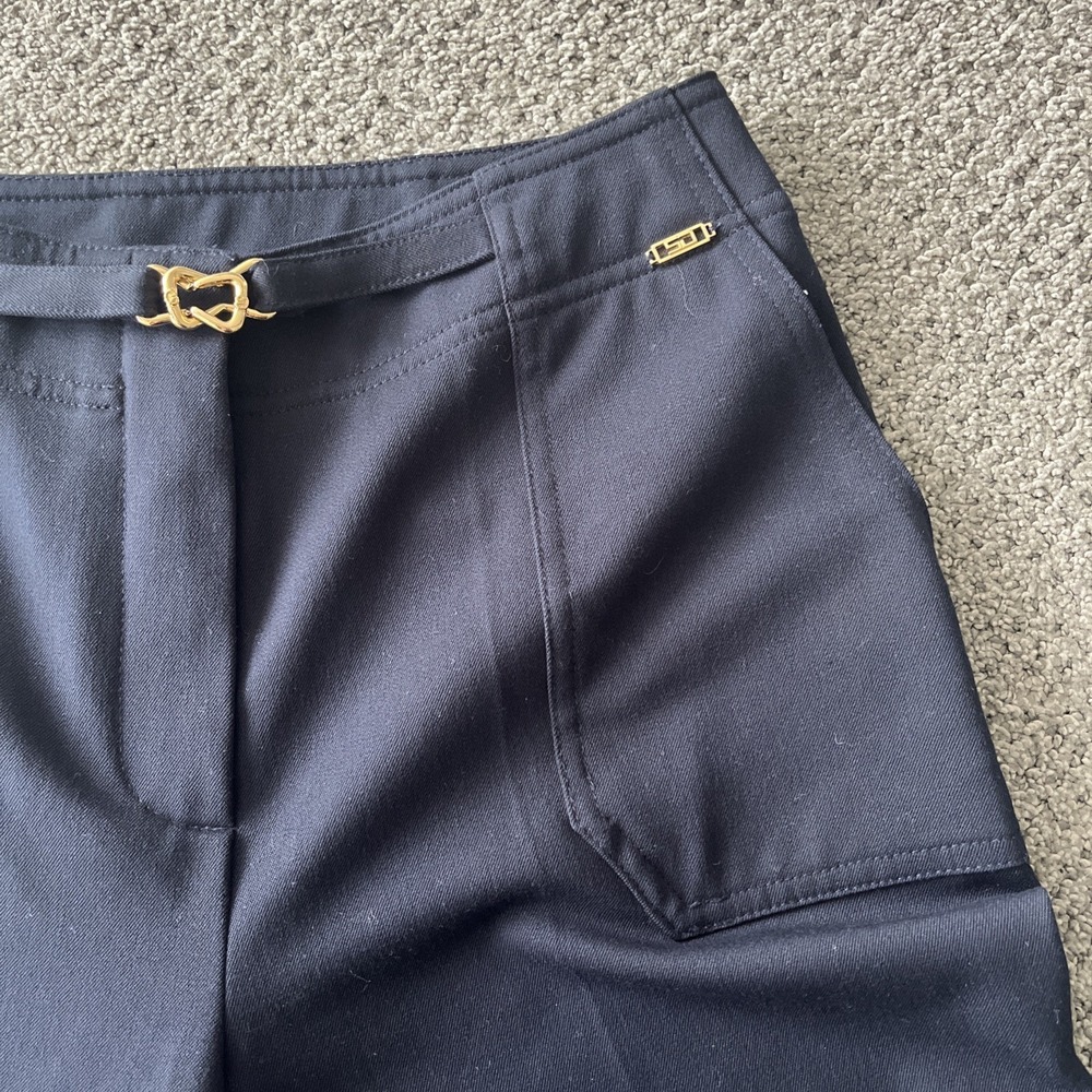 St John  Sport By Marie Gray, Navy Wider Leg. Pants. Size 2. Gold Trim - Picture 3 of 6